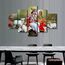 TUMOVO 5 Paneele Lord Radha Krishna Wandkunst für Zuhause Wanddekoration Hinduismus Leinwand Wandkunst, Hindu-Gott Poster Drucke Indien religiöse Bilder für Heimdekoration Wohnzimmer, 152.4 cm Bx40 H
