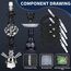 54,9 cm Shisha Komplettset 2-4 Schlauch Premium Shisha Set mit Glasvase, Keramikschale und Kohlezange Aschenbecher (4-schwarz)
