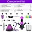 30.5 cm 2 Schlauch Hookah Set mit Alles Glas Shisha Vase mit 50x Folienschale 50x Spitzen 2x Mundstück 2x Schlauchzange Kit (Lila)