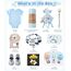 Baby Geschenk Jungen Mädchen Neugeborenen Geschenke zur Geburt mit Schmusetuch/Baby Strampler/Socken/Musselin Decke/Rassel Windeltorte Geschenkbox Baby Shower Party Gender Reveal Geschenk (Blau)