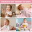 Neugeborenen Geschenk, 7-in-1Baby Geschenkset für Jungen Mädchen: Baby Decke,Schmusetuch, Holzrassel mit Elefant, Lätzchen,Socken in Geschenkbox|Baby Geburt Geschenk, Babyparty Idee-Rose Pink