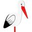 BRUBAKER Großer Storch aus Holz - Klapperstorch zum Stecken für Innen und Außen - Geburt Babystorch für Draußen - Geburtsgeschenk Holzstorch 100 cm groß, beidseitig bedruckt