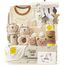 vamei Baby Geschenk Jungen, Neugeborenen Geschenk Babygeschenke zur Geburt Junge Mädchen mit Baby Strampler Badetücher Lätzchen Socken Rassel Erinnerungsbox Grußkarten Baby Shower Party