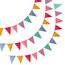 3er Set Wimpelkette Outdoor, 36 Bunte Wimpel (17,5x12,5 cm), 12 m Girlande, Wetterfeste Party Deko für Geburtstag, Gartenparty, Einschulung, Festival & Schützenfest (Regenbogenfarben)