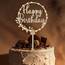 Giftota Cake Topper Happy Birthday aus Holz mit LED Lichterkette - Tortendeko Geburtstag, Kuchen Deko für Mädchen Jungen Frauen Männer - Größe 18 x 27 cm