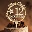 Giftota Cake Topper 12. Geburtstag Holz mit LED Lichterkette - Tortendeko 12. Geburtstag Deko - Kuchen Deko für Jungen Mädchen