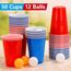 Zeawavsl Bierpong Becher Set, Beer Pong Becher Enthält 50 Becher und 12 Tischtennisbälle, 500ML Beerpongbecher Wiederverwendbare Beerpong Partybecher für Party Trinkspiele Camping Geburtstag Hochzeit