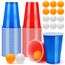Zeawavsl Bierpong Becher Set, Beer Pong Becher Enthält 50 Becher und 12 Tischtennisbälle, 500ML Beerpongbecher Wiederverwendbare Beerpong Partybecher für Party Trinkspiele Camping Geburtstag Hochzeit
