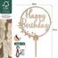 Giftota Cake Topper Happy Birthday aus Holz mit LED Lichterkette - Tortendeko Geburtstag, Kuchen Deko für Mädchen Jungen Frauen Männer - Größe 18 x 27 cm
