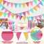 3er Set Wimpelkette Outdoor, 36 Bunte Wimpel (17,5x12,5 cm), 12 m Girlande, Wetterfeste Party Deko für Geburtstag, Gartenparty, Einschulung, Festival & Schützenfest (Regenbogenfarben)