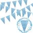30M Bayrische Deko Oktoberfest Party Girlande Oktoberfest Wimpel Bayern Deko Wimpelkette Blau und Weiß Wetterfest Banner Schulanfang Einschulung Deko