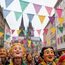Wimpelkette Outdoor Pastell 4 Stück– GREATRIL 16 M Girlande Wetterfest Stoff Wimpel Geburtstagsdeko für Garten Klassentreffen Einschulung Schulkind Kinderzimmer Fasching Fastnacht Karneval Party Deko