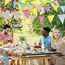 Wimpelkette Outdoor Pastell 4 Stück– GREATRIL 16 M Girlande Wetterfest Stoff Wimpel Geburtstagsdeko für Garten Klassentreffen Einschulung Schulkind Kinderzimmer Fasching Fastnacht Karneval Party Deko