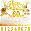 Giftota Tortendeko 30 40 50 60 Geburtstag Mann Frau, 30 Stück Gold Cake Topper Geburtstag Deko, Kuchendeko mit Geburtstagskerzen Konfetti Luftballons Papierfächer