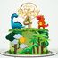 Dino Tortendeko 4 Jahre Junge Kinder, Kuchendeko Dinosaurier mit Geburtstagskerze 4, Happy Birthday Dinosaurier 4 Jahre