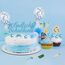 25 Stück Schulanfang Tortendeko, Tortendeko Einschulung, Einschulung Deko Kuchen Papierfächer für Junge und Mädchen Schulanfang Party Dekoration (Blau)