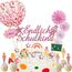 25 Stück Schulanfang Tortendeko, Tortendeko Einschulung, Einschulung Deko Kuchen Papierfächer für Junge und Mädchen Schulanfang Party Dekoration (Rosa)