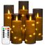 Da by LED Kerzen mit Eingelassener Lichterkette，Batteriebetriebene Kerzen mit Fernbedienung und 24 Stunde Timer，Flackernde Led Kerzen Für Weihnachtsdekoration Heimdekoration(Grau, 5er-Set)