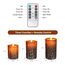 cimetech Flammenlose 3 LED Kerzen Pine Bark Cover Säule Birkeneffekt Echtwachs Flackernde Batteriebetriebene LED-Kerzen 3er Set Flackernd Fernbedienung Led Deko Kerzen