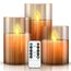 cimetech Flammenlose 3 Led Kerzen Glas mit Fernbedienung Glas Dimmbar Batteriebetriebene LED-Kerzen Set Flackernd Outdoor Led Deko Kerzen Tanzende Flamme Wohnzimmer Deko