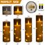 Da by Blinkende LED-Kerze mit eingebauter Sternlichterkette, Acryl-LED-Stumpenkerze mit 11-Tasten-Fernbedienung und Timer, elektrische Kerze, grau, 12-zählige Kerze (D5.5×H14/16/18/20cm)