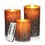 cimetech Flammenlose 3 LED Kerzen Pine Bark Cover Säule Birkeneffekt Echtwachs Flackernde Batteriebetriebene LED-Kerzen 3er Set Flackernd Fernbedienung Led Deko Kerzen