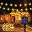Lichterkette Außen Solar Wetterfest, 100 LED 3M+15M 8 Modi IP65 Warmweiß Outdoor Solarlichterkette Aussen Wetterfeste Lampions Kristallkugel für Balkon Deko Terrassen Garten Weihnachten Party Zuhause
