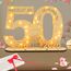 Seutgjie Originelle Geschenk 50 Geburtstag Frau Mann 1976-2026, Goldene Hochzeit 50, Geldgeschenke Geburtstag 50 mit LED Lichterkette Geschenkpapier, Holz Schild 50 Geburtstag Deko Tischdeko Gästebuch