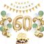 60. Geburtstag Deko Salbeigrüne - Luftballon für Männer und Frauen, Ballon Grün Weiß Gold, Zahl 60 Folienballon, Tortendeko für 60. Dekoration