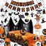 iZoeL XXL Halloween Partydeko Gruselig Party Stoff, Horror HAPPY HALLOWEEN Girlande,Spiralen Deckendeko,Skelettgeister, Tischdecke,Gruselige Luftballons, Gruselig Party Deko