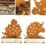 Valery Madelyn 2er Herbstdeko Igel Figuren mit LED Timer aus Rost Metall,Holz Stimmungsleuchten für Herbst Deko Innen Tisch Fenster,Holz Sockel,Beidseitig Rostig,Geschenk Fall Decor Halloween,15/16cm