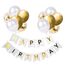 Luftballons Geburtstag Dekoration Set, weiß Gold Geburtstagsdeko Happy Birthday deko Banner Party Deko Geburtstag Set mit weiß Gold Happy Birthday Luftballons Konfetti Ballons（WH+GD）