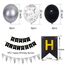 Luftballons Geburtstag Dekoration Set, Schwarz Silber Geburtstagsdeko Happy Birthday deko Banner Party Deko Geburtstag Set mit SilberLuftballons Konfetti Ballons Dreiecksflaggen Girlanden(BK+SR+SJQ)