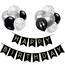 Luftballons Geburtstag Dekoration Set, Schwarz Silber Geburtstagsdeko Happy Birthday deko Banner Party Deko Geburtstag Set mit Schwarz Silber Happy Birthday Luftballons Konfetti Ballons（BK+SR）