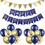 Luftballons Geburtstag Dekoration Set, Marineblau Gold Geburtstagsdeko Happy Birthday deko Banner Set mit Marineblau Gold Luftballons Konfetti Ballons Dreiecksflaggen Girlanden（NB+GD+SJQ）