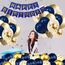 Luftballons Geburtstag Dekoration Set, Marineblau Gold Geburtstagsdeko Happy Birthday deko Banner Set mit Marineblau Gold Luftballons Konfetti Ballons Dreiecksflaggen Girlanden（NB+GD+SJQ）