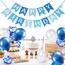 Luftballons Geburtstag Dekoration Set, blau Geburtstagsdeko Happy Birthday deko Banner Party Deko Geburtstag Set mit blau Luftballons Konfetti Ballons