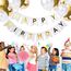 Luftballons Geburtstag Dekoration Set, weiß Gold Geburtstagsdeko Happy Birthday deko Banner Party Deko Geburtstag Set mit weiß Gold Happy Birthday Luftballons Konfetti Ballons（WH+GD）