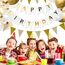 Luftballons Geburtstag Dekoration Set, weiß Gold Geburtstagsdeko Happy Birthday deco Banner Party Decor Geburtstag Set mit weiß Gold Luftballons Konfetti Ballons Dreiecksflaggen Girlanden（WH+GD+SJQ）