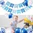 Luftballons Geburtstag Dekoration Set, blau Geburtstagsdeko Happy Birthday deko Banner Party Deko Geburtstag Set mit blau Luftballons Konfetti Ballons