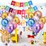 Luftballons Geburtstag Dekoration Set, Farbe Geburtstagsdeko Happy Birthday deko Banner Party Deko Geburtstag Set mit Farbe Happy Birthday Luftballons