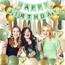 Luftballons Geburtstag Dekoration Set, Grün Gold Geburtstagsdeko Happy Birthday deko Banner Set mit Happy Birthday Luftballons Konfetti Ballons（GN+GD）