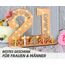 Giftota - 2026 Originelle 21 Geburtstag Geschenk Frauen & Männer - Geldgeschenke Geburtstag 21 mit LED Lichterkette Ständer - Holz-Schild Gästebuch - 21 Geburtstag Deko - Personalisierbares Geschenk