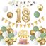 18. Geburtstag Deko Salbeigrüne - Luftballons für Jungen & Mädchen, Ballon Grün Weiß Gold, Zahl 18 Folienballons, Tortendeko für 18. Geburtstag Dekoration