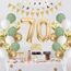 70. Geburtstag Deko Salbeigrüne - Luftballon für Männer und Frauen, Ballon Grün Weiß Gold, Zahl 70 Folienballon, Tortendeko für 70. Dekoration