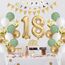 18. Geburtstag Deko Salbeigrüne - Luftballons für Jungen & Mädchen, Ballon Grün Weiß Gold, Zahl 18 Folienballons, Tortendeko für 18. Geburtstag Dekoration