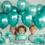 AULE Luftballons Türkis Metallic Helium: 50 Stück 12 Zoll Luftballon Grün Ballons Latex Geburtstagsdeko für Geburtstag Dschungel Dinosaurier Deko