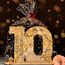 YUNLI Holz-Schild Gästebuch, 10 Geburtstag Frauen & Männer, Geburtstag Jubiläum mit LED Lichterkette und Cellophantüten, 2026 Holzschild Gästebuch Geburtstag, Geburtstagszahlen 10 Jahre Tischdeko