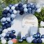 AULE Luftballons Blau Metallic: 50 Stück 30cm Luftballon Chrom Blaue Helium Ballons Blau Latex Geburtstagsdeko für Baby Shower Gender Reveal Graduation Geburtstag Deko