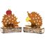 Valery Madelyn 2er Herbstdeko Igel Deko Figuren mit LED Timer aus Rost Bunt Metall,Holz Sockel,Beidseitig Rostig,Herbst Deko Innen Ornament für Tisch Fenster,Geschenk Fall Decor Halloween,15/16cm
